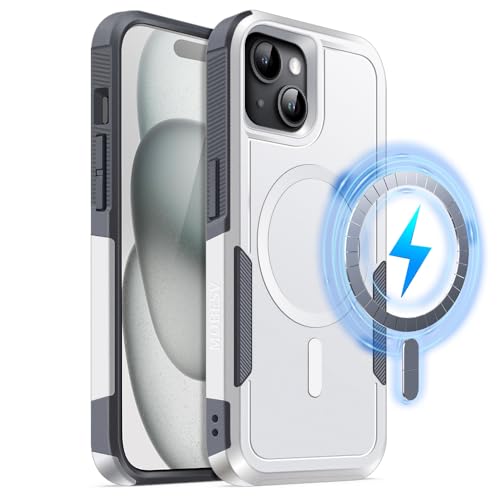 MOBESV Magnetisch Hülle für iPhone 14 Plus/iPhone 15 Plus 6,7 Zoll, Handyhülle kompatibel mit MagSafe, Matte Stoßfeste Cover, Weiß MOBESV Magnetisch Hülle für iPhone 14 Plus/iPhone 15 Plus 6,7 Zoll, Handyhülle kompatibel mit MagSafe, Matte Stoßfeste Cover, Weiß von MOBESV