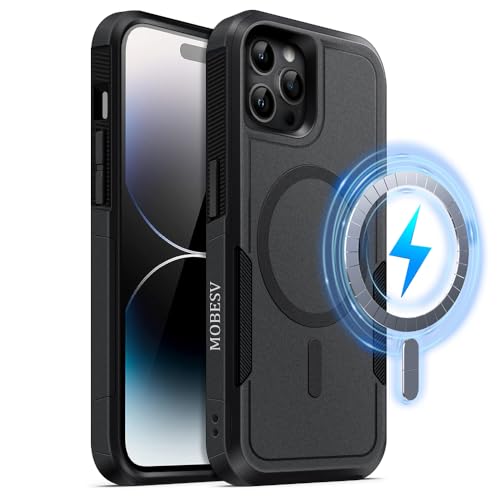 MOBESV Magnetisch Hülle für iPhone 14 Pro 6,1 Zoll, Handyhülle kompatibel mit MagSafe, Matte Stoßfeste Cover, Schwarz MOBESV Magnetisch Hülle für iPhone 14 Pro 6,1 Zoll, Handyhülle kompatibel mit MagSafe, Matte Stoßfeste Cover, Schwarz von MOBESV