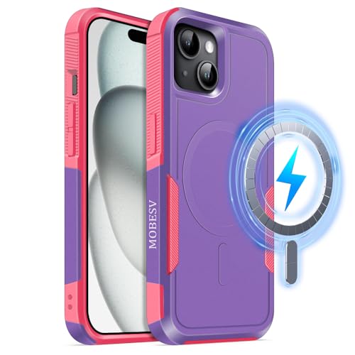 MOBESV Magnetisch Hülle für iPhone 15 6,1 Zoll, Handyhülle kompatibel mit MagSafe, Matte Stoßfeste Cover, Helllila MOBESV Magnetisch Hülle für iPhone 15 6,1 Zoll, Handyhülle kompatibel mit MagSafe, Matte Stoßfeste Cover, Helllila von MOBESV