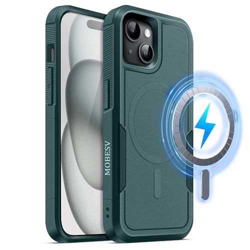 MOBESV Magnetisch Hülle für iPhone 15 6,1 Zoll, Handyhülle kompatibel mit MagSafe, Matte Stoßfeste Cover, Tannengrün MOBESV Magnetisch Hülle für iPhone 15 6,1 Zoll, Handyhülle kompatibel mit MagSafe, Matte Stoßfeste Cover, Tannengrün von MOBESV