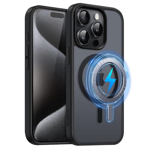 MOBESV Magnetisch Hülle für iPhone 15 Pro 6,1 Zoll, Handyhülle kompatibel mit MagSafe, Durchscheinende Matte Dünn Stoßfest Schutzhülle, Schwarz MOBESV Magnetisch Hülle für iPhone 15 Pro 6,1 Zoll, Handyhülle kompatibel mit MagSafe, Durchscheinende Matte Dünn Stoßfest Schutzhülle, Schwarz von MOBESV