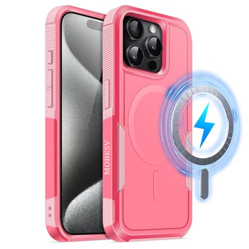 MOBESV Magnetisch Hülle für iPhone 15 Pro 6,1 Zoll, Handyhülle kompatibel mit MagSafe, Matte Stoßfeste Cover, Rosafarben MOBESV Magnetisch Hülle für iPhone 15 Pro 6,1 Zoll, Handyhülle kompatibel mit MagSafe, Matte Stoßfeste Cover, Rosafarben von MOBESV