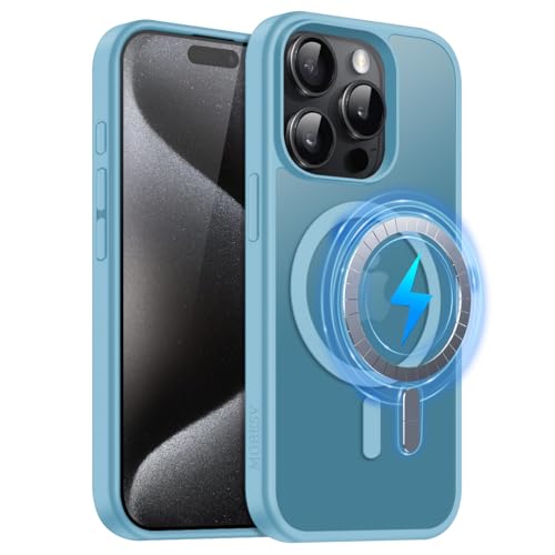 MOBESV Magnetisch Hülle für iPhone 15 Pro Max 6,7 Zoll, Handyhülle kompatibel mit MagSafe, Durchscheinende Matte Dünn Stoßfest Schutzhülle, Hellblau MOBESV Magnetisch Hülle für iPhone 15 Pro Max 6,7 Zoll, Handyhülle kompatibel mit MagSafe, Durchscheinende Matte Dünn Stoßfest Schutzhülle, Hellblau von MOBESV