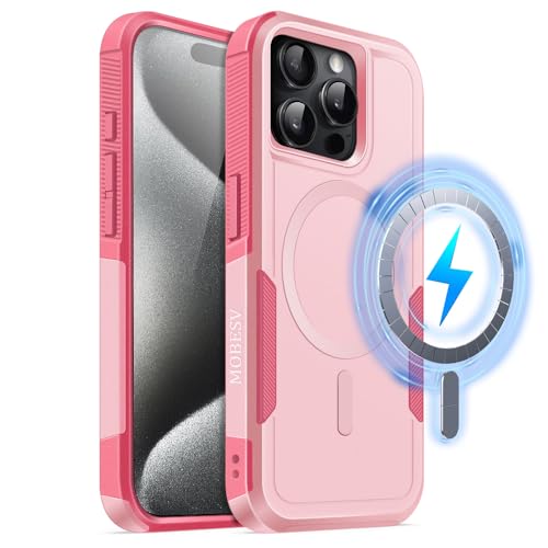MOBESV Magnetisch Hülle für iPhone 15 Pro Max 6,7 Zoll, Handyhülle kompatibel mit MagSafe, Matte Stoßfeste Cover, Rosa MOBESV Magnetisch Hülle für iPhone 15 Pro Max 6,7 Zoll, Handyhülle kompatibel mit MagSafe, Matte Stoßfeste Cover, Rosa von MOBESV