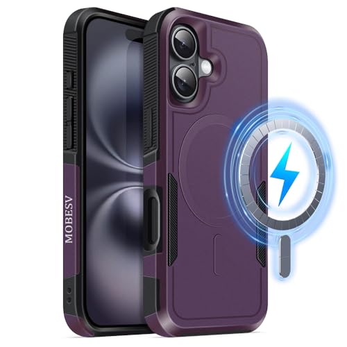 MOBESV Magnetisch Hülle für iPhone 16 6,1 Zoll, Handyhülle kompatibel mit MagSafe, Matte Stoßfeste Cover, Bordeaux MOBESV Magnetisch Hülle für iPhone 16 6,1 Zoll, Handyhülle kompatibel mit MagSafe, Matte Stoßfeste Cover, Bordeaux von MOBESV