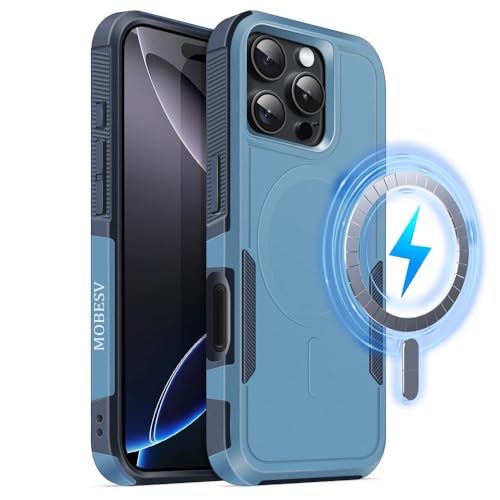 MOBESV Magnetisch Hülle für iPhone 16 Pro Max 6,9 Zoll, Handyhülle kompatibel mit MagSafe, Matte Stoßfeste Cover, Seeblau von MOBESV