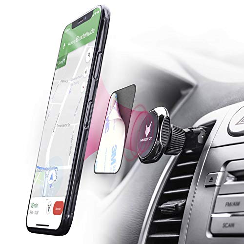 Mobilefox 360° Magnet Handy Halterung Auto Lüftungs Halter Lamellen Schlitz passend für Apple iPhone 11 Pro XS Max XR X 8 7 6 S Plus SE 5 C 4 von Mobilefox