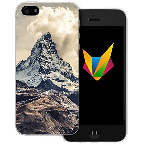 MOBILEFOX Berge transparente Silikon TPU Schutzhülle 0,7mm dünne Handy Soft Case für Apple iPhone 5/5S/SE Berggipfel - Cover Gel Hülle von MOBILEFOX