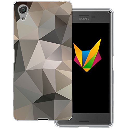 MOBILEFOX Grafik transparente Silikon TPU Schutzhülle 0,7mm dünne Handy Soft Case für Sony Xperia X Grafik Poly Braun von MOBILEFOX