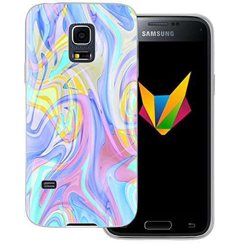 MOBILEFOX Liquid transparente Silikon TPU Schutzhülle 0,7mm dünne Handy Soft Case für Samsung Galaxy S5 Mini Liquid Lila - Verlauf Hülle Cover Gel von MOBILEFOX