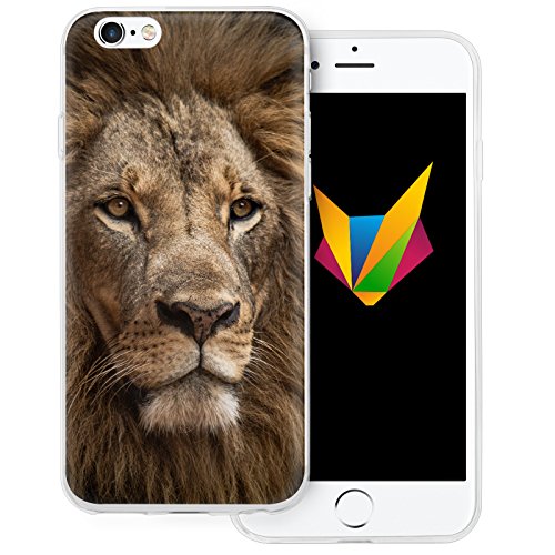 MOBILEFOX Löwe transparente Silikon TPU Schutzhülle 0,7mm dünne Handy Soft Case für Apple iPhone 6/6S Löwe Gesicht von MOBILEFOX