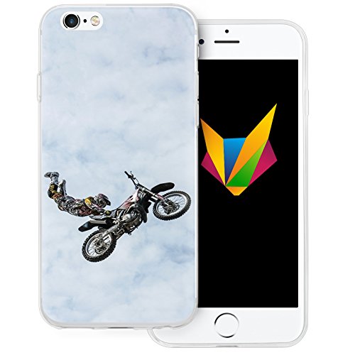 MOBILEFOX Motocross transparente Silikon TPU Schutzhülle 0,7mm dünne Handy Soft Case für Apple iPhone 6/6S Motocross Freestyle von MOBILEFOX