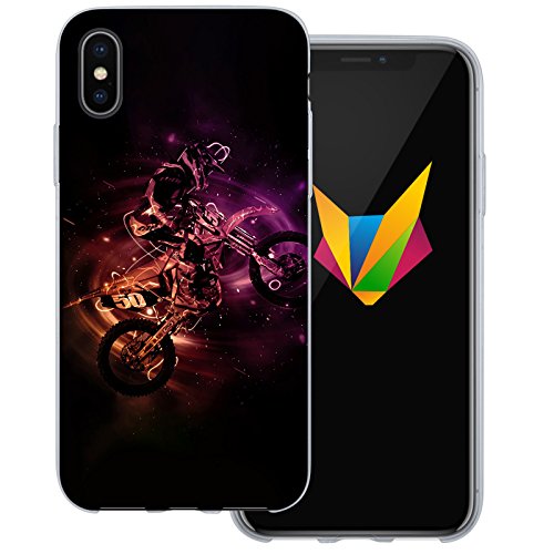 MOBILEFOX Motocross transparente Silikon TPU Schutzhülle 0,7mm dünne Handy Soft Case für Apple iPhone X Moto-X von MOBILEFOX