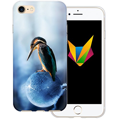 MOBILEFOX Vögel transparente Silikon TPU Schutzhülle 0,7mm dünne Handy Soft Case für Apple iPhone 8 EIS Vogel von MOBILEFOX