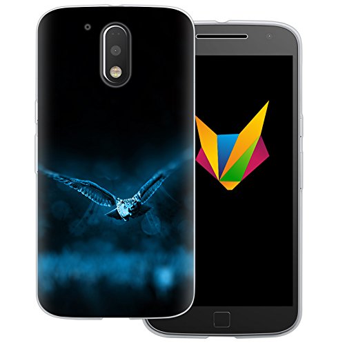 MOBILEFOX Vögel transparente Silikon TPU Schutzhülle 0,7mm dünne Handy Soft Case für Motorola Moto G4 Plus Mystik Nacht Eule von MOBILEFOX