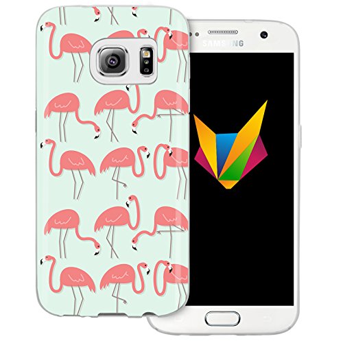 MOBILEFOX dessana Flamingo transparente Silikon TPU Schutzhülle 0,7mm dünne Handyhülle Soft Case Cover für Samsung Galaxy S7 Flamingo Pattern Grün von MOBILEFOX