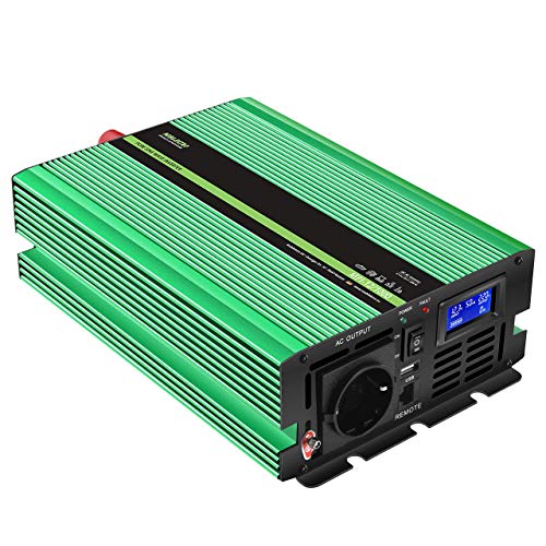 MOBILEKTRO® 1000W Reiner Sinus-Spannungswandler 12V auf 230V MPI-12/1000 Wechselrichter mit USB-Port incl. Fernsteuerung und LCD-Anzeige Inverter Konverter mit Spitzenleistung 2000 Watt von MOBILEKTRO