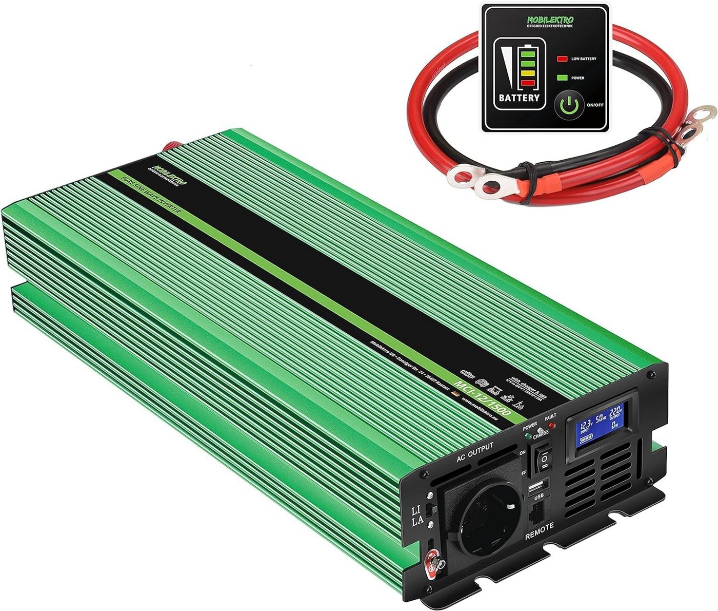 MOBILEKTRO Wechselrichter Reiner Sinus, Netzvorrangschaltung, USV- und Ladefunktion, ECE R10, (EU-Steckdosen, USB-Port, passt für Auto, Wohnwagen, Zuhause, Off-Grid), 12V DC - 230V AC MOBILEKTRO Wechselrichter Reiner Sinus, Netzvorrangschaltung, USV- und Ladefunktion, ECE R10, (EU-Steckdosen, USB-Port, passt für Auto, Wohnwagen, Zuhause, Off-Grid), 12V DC - 230V AC von MOBILEKTRO