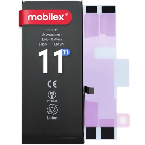 MOBILEX® Akku für iPhone 11, 3110 mAh, OEM, interner Ersatz mit Aufkleber, TI-Chip, Originalkapazität von MOBILEX