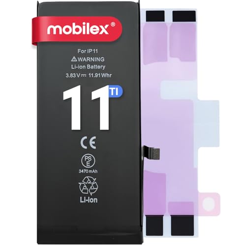 MOBILEX® Akku für iPhone 11, 3470 mAh, OEM, interner Ersatz mit Aufkleber, TI-Chip, hohe Kapazität von MOBILEX