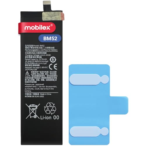 MOBILEX® BM52 Akku für Xiaomi Mi Note 10 / Pro/Lite / CC9 Pro, interner Ersatz, 5260 mAh, OEM, Originalkapazität von MOBILEX