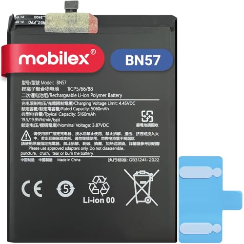 MOBILEX® Interner Akku für Xiaomi Poco X3 NFC/Poco X3 Pro (BN57), Ersatzteil, 5160 mAh, OEM, Originalkapazität von MOBILEX