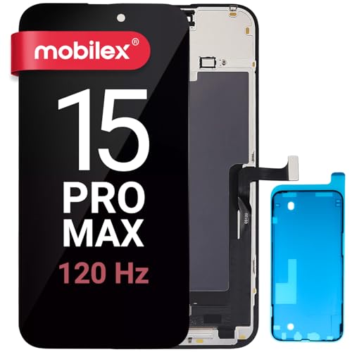 MOBILEX® LCD-Display für iPhone 15 Pro Max | Incell FHD (120 Hz) COF | Touchscreen | Face ID | True Tone | komplett mit Rahmen von MOBILEX