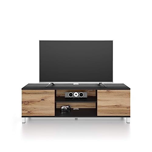 Mobili Fiver, Rachele TV-Schrank, Esche, Schwarz, und rustikale Eiche, Made In Italy Mobili Fiver, Rachele TV-Schrank, Esche, Schwarz, und rustikale Eiche, Made In Italy von MOBILI FIVER