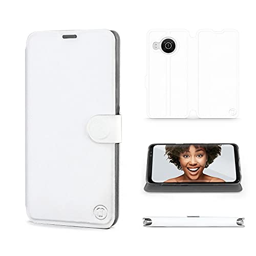 MOBIWEAR | Classic Slim FLIP Case | Kompatibel mit Nokia X10, Made in EU handyhülle, Premium Schutzhülle, Transparent TPU Silicon, Book Style Hülle, Tasche - White&Grey von MOBIWEAR