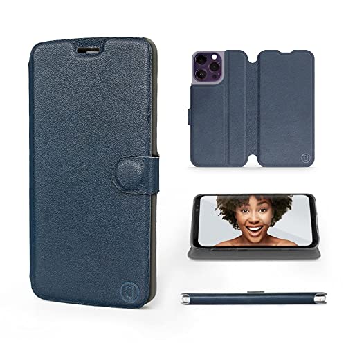 MOBIWEAR | Echt Lederhülle | Kompatibel mit Apple iPhone 14 Pro Max, Made in EU handyhülle, Slim Leather Case, Premium Flip Schutzhülle, Transparent TPU Silicon, Book Style, Tasche - Blaues Leder MOBIWEAR | Echt Lederhülle | Kompatibel mit Apple iPhone 14 Pro Max, Made in EU handyhülle, Slim Leather Case, Premium Flip Schutzhülle, Transparent TPU Silicon, Book Style, Tasche - Blaues Leder von MOBIWEAR
