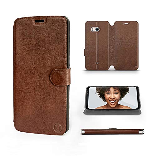 MOBIWEAR | Echt Lederhülle | Kompatibel mit HTC U11, Made in EU handyhülle, Slim Leather Case, Premium Flip Schutzhülle, Transparent TPU Silicon, Book Style, Tasche - Braunes Leder MOBIWEAR | Echt Lederhülle | Kompatibel mit HTC U11, Made in EU handyhülle, Slim Leather Case, Premium Flip Schutzhülle, Transparent TPU Silicon, Book Style, Tasche - Braunes Leder von MOBIWEAR