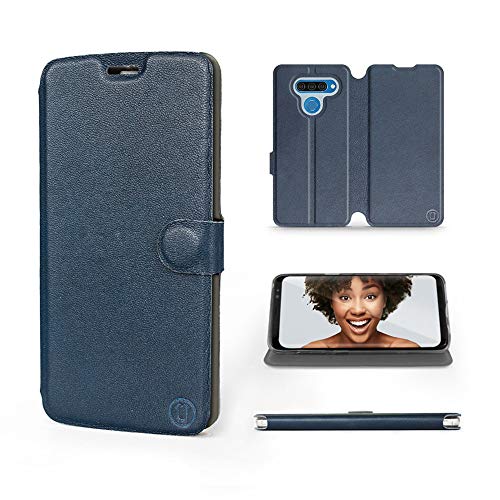 MOBIWEAR | Echt Lederhülle | Kompatibel mit LG Q60, Made in EU handyhülle, Slim Leather Case, Premium Flip Schutzhülle, Transparent TPU Silicon, Book Style, Tasche - Blaues Leder MOBIWEAR | Echt Lederhülle | Kompatibel mit LG Q60, Made in EU handyhülle, Slim Leather Case, Premium Flip Schutzhülle, Transparent TPU Silicon, Book Style, Tasche - Blaues Leder von MOBIWEAR