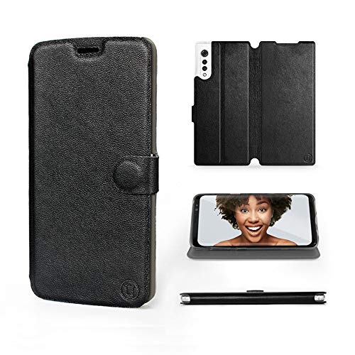 MOBIWEAR | Echt Lederhülle | Kompatibel mit LG Velvet, Made in EU handyhülle, Slim Leather Case, Premium Flip Schutzhülle, Transparent TPU Silicon, Book Style, Tasche - Schwarzes Leder MOBIWEAR | Echt Lederhülle | Kompatibel mit LG Velvet, Made in EU handyhülle, Slim Leather Case, Premium Flip Schutzhülle, Transparent TPU Silicon, Book Style, Tasche - Schwarzes Leder von MOBIWEAR