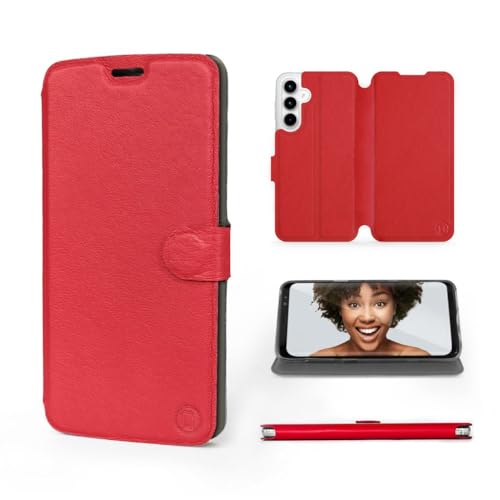 MOBIWEAR | Echt Lederhülle | Kompatibel mit Samsung Galaxy A05s, Made in EU handyhülle, Slim Leather Case, Premium Flip Schutzhülle, Transparent TPU Silicon, Book Style, Tasche - Red Leather MOBIWEAR | Echt Lederhülle | Kompatibel mit Samsung Galaxy A05s, Made in EU handyhülle, Slim Leather Case, Premium Flip Schutzhülle, Transparent TPU Silicon, Book Style, Tasche - Red Leather von MOBIWEAR