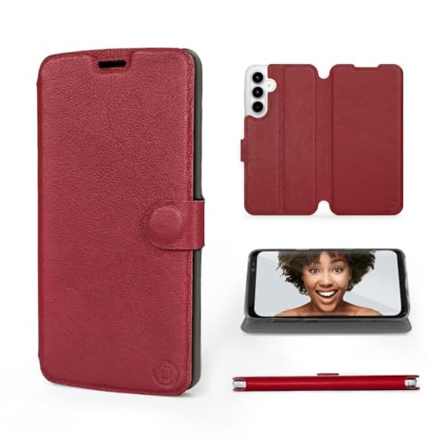 MOBIWEAR | Echt Lederhülle | Kompatibel mit Samsung Galaxy A35 5G, Made in EU handyhülle, Slim Leather Case, Premium Flip Schutzhülle, Transparent TPU Silicon, Book Style, Tasche - Dark Red Leather MOBIWEAR | Echt Lederhülle | Kompatibel mit Samsung Galaxy A35 5G, Made in EU handyhülle, Slim Leather Case, Premium Flip Schutzhülle, Transparent TPU Silicon, Book Style, Tasche - Dark Red Leather von MOBIWEAR