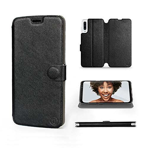 MOBIWEAR | Echt Lederhülle | Kompatibel mit Samsung Galaxy A50, Made in EU handyhülle, Slim Leather Case, Premium Flip Schutzhülle, Transparent TPU Silicon, Book Style, Tasche - Schwarzes Leder MOBIWEAR | Echt Lederhülle | Kompatibel mit Samsung Galaxy A50, Made in EU handyhülle, Slim Leather Case, Premium Flip Schutzhülle, Transparent TPU Silicon, Book Style, Tasche - Schwarzes Leder von MOBIWEAR