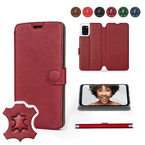 MOBIWEAR | Echt Lederhülle | Kompatibel mit Samsung Galaxy A71, Made in EU handyhülle, Slim Leather Case, Premium Flip Schutzhülle, Transparent TPU Silicon, Book Style, Tasche - Dunkelrotes Leder MOBIWEAR | Echt Lederhülle | Kompatibel mit Samsung Galaxy A71, Made in EU handyhülle, Slim Leather Case, Premium Flip Schutzhülle, Transparent TPU Silicon, Book Style, Tasche - Dunkelrotes Leder von MOBIWEAR