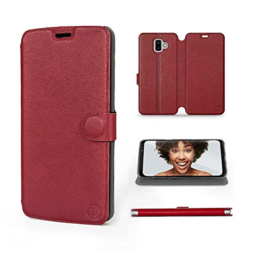 MOBIWEAR | Echt Lederhülle | Kompatibel mit Samsung Galaxy J6 Plus 2018, Made in EU handyhülle, Slim Leather Case, Premium Flip Schutzhülle, Transparent TPU Silicon, Book Style, Tasche - Dunkelrotes L MOBIWEAR | Echt Lederhülle | Kompatibel mit Samsung Galaxy J6 Plus 2018, Made in EU handyhülle, Slim Leather Case, Premium Flip Schutzhülle, Transparent TPU Silicon, Book Style, Tasche - Dunkelrotes L von MOBIWEAR