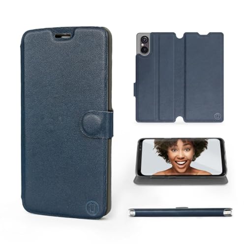 MOBIWEAR | Echt Lederhülle | Kompatibel mit Sony Xperia 5 V, Made in EU handyhülle, Slim Leather Case, Premium Flip Schutzhülle, Transparent TPU Silicon, Book Style, Tasche - Blue Leather MOBIWEAR | Echt Lederhülle | Kompatibel mit Sony Xperia 5 V, Made in EU handyhülle, Slim Leather Case, Premium Flip Schutzhülle, Transparent TPU Silicon, Book Style, Tasche - Blue Leather von MOBIWEAR