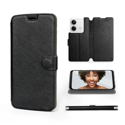 MOBIWEAR | Echt Lederhülle | Kompatibel mit Xiaomi Redmi Note 13 5G, Made in EU handyhülle, Slim Leather Case, Premium Flip Schutzhülle, Transparent TPU Silicon, Book Style, Tasche - Black Leather MOBIWEAR | Echt Lederhülle | Kompatibel mit Xiaomi Redmi Note 13 5G, Made in EU handyhülle, Slim Leather Case, Premium Flip Schutzhülle, Transparent TPU Silicon, Book Style, Tasche - Black Leather von MOBIWEAR