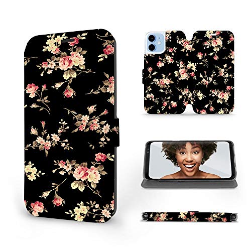 MOBIWEAR | Slim FLIP Case | Kompatibel mit Apple iPhone 12 Mini, Made in EU handyhülle, Premium Schutzhülle, Transparent TPU Silicon, Book Style Hülle, Tasche - Blumen auf schwarzem Hintergrund MOBIWEAR | Slim FLIP Case | Kompatibel mit Apple iPhone 12 Mini, Made in EU handyhülle, Premium Schutzhülle, Transparent TPU Silicon, Book Style Hülle, Tasche - Blumen auf schwarzem Hintergrund von MOBIWEAR