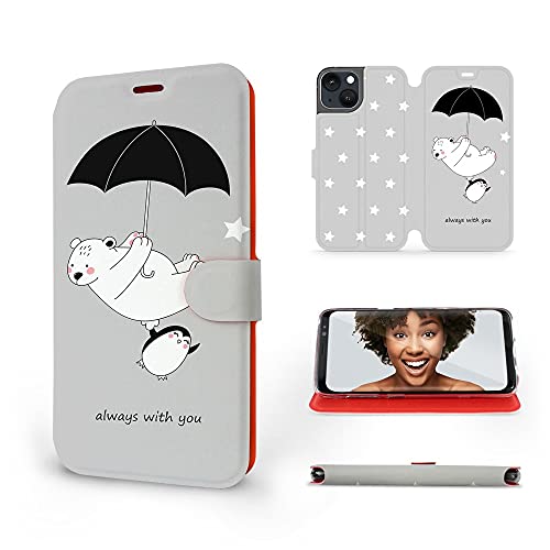 MOBIWEAR | Slim FLIP Case | Kompatibel mit Apple iPhone 13, Made in EU handyhülle, Premium Schutzhülle, Transparent TPU Silicon, Book Style Hülle, Tasche - Immer mit Dir von MOBIWEAR