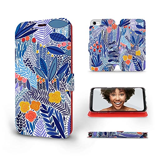 MOBIWEAR | Slim FLIP Case | Kompatibel mit Apple iPhone 8, Made in EU handyhülle, Premium Schutzhülle, Transparent TPU Silicon, Book Style Hülle, Tasche - Tropische Pflanzen von MOBIWEAR