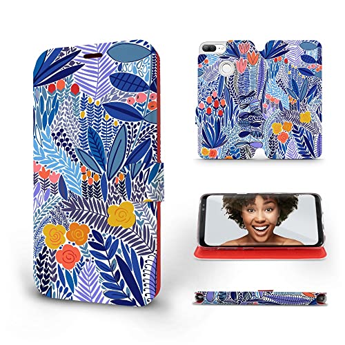 MOBIWEAR | Slim FLIP Case | Kompatibel mit Huawei Honor 9 Lite, Made in EU handyhülle, Premium Schutzhülle, Transparent TPU Silicon, Book Style Hülle, Tasche - Tropische Pflanzen von MOBIWEAR