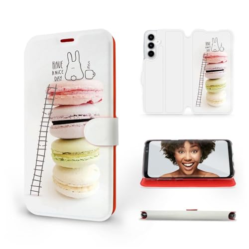 MOBIWEAR | Slim FLIP Case | Kompatibel mit Samsung Galaxy A35 5G, Made in EU handyhülle, Premium Schutzhülle, Transparent TPU Silicon, Book Style Hülle, Tasche - Cookies, Kekse von MOBIWEAR