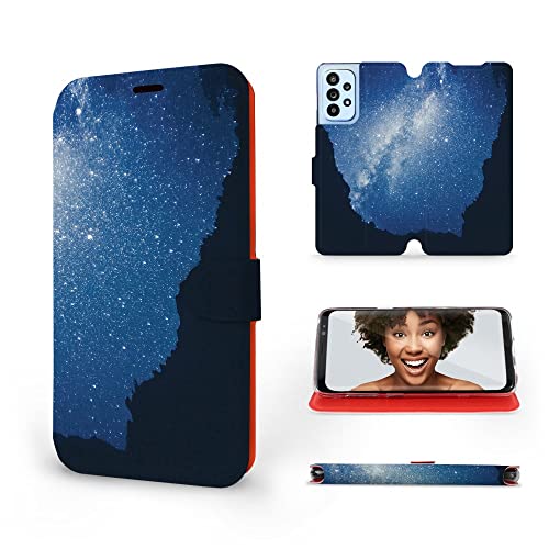 MOBIWEAR | Slim FLIP Case | Kompatibel mit Samsung Galaxy A53 5G, Made in EU handyhülle, Premium Schutzhülle, Transparent TPU Silicon, Book Style Hülle, Tasche - Milchstraße von MOBIWEAR