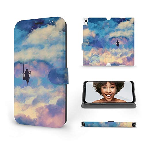 MOBIWEAR | Slim FLIP Case | Kompatibel mit Sony Xperia XA1 Ultra, Made in EU handyhülle, Premium Schutzhülle, Transparent TPU Silicon, Book Style Hülle, Tasche - Schaukel in den Wolken von MOBIWEAR