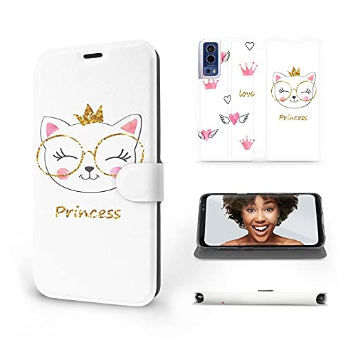 MOBIWEAR | Slim FLIP Case | Kompatibel mit Vivo Y72 5G, Made in EU handyhülle, Premium Schutzhülle, Transparent TPU Silicon, Book Style Hülle, Tasche - Katzenprinzessin von MOBIWEAR