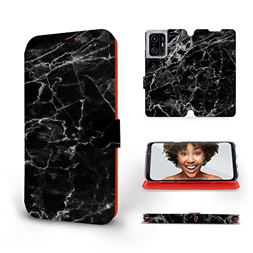 MOBIWEAR | Slim FLIP Case | Kompatibel mit Xiaomi 11T Pro, Made in EU handyhülle, Premium Schutzhülle, Transparent TPU Silicon, Book Style Hülle, Tasche - Marmor von MOBIWEAR