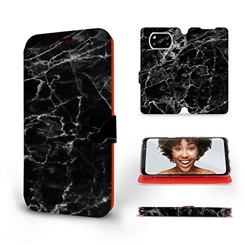MOBIWEAR | Slim FLIP Case | Kompatibel mit Xiaomi Poco X3 NFC, Made in EU handyhülle, Premium Schutzhülle, Transparent TPU Silicon, Book Style Hülle, Tasche - Marmor von MOBIWEAR